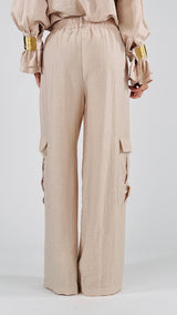 Pantalone cargo lino viscosa H.