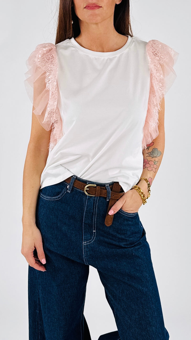 T-shirt aletta tulle+pizzo You