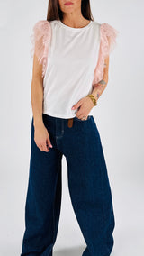 T-shirt aletta tulle+pizzo You