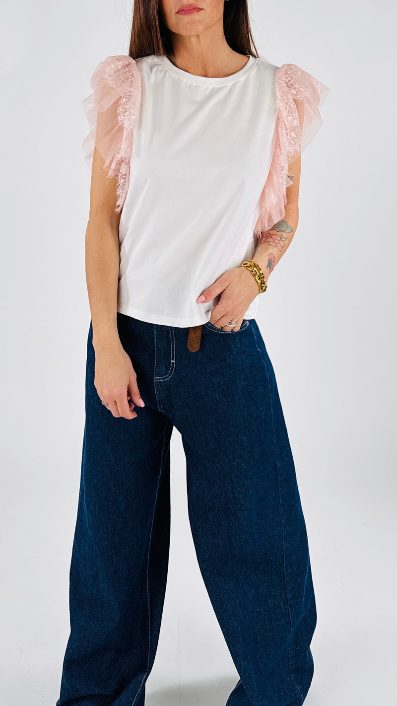 T-shirt aletta tulle+pizzo You