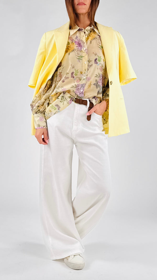 Camicia manica baloon fiori Vic.