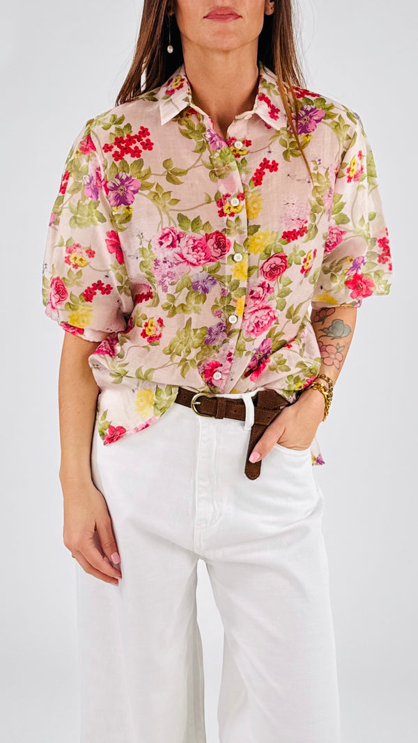 Camicia fiori m/m palloncino Vic.