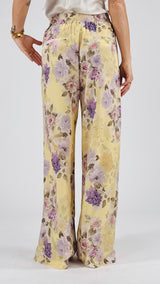 Pantalone giallo fiori glicine Vic.
