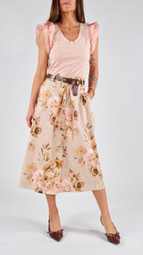 Gonna cotone fantasia fiori Vic.