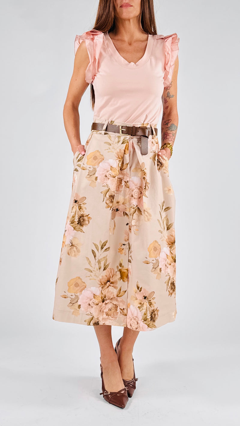Gonna cotone fantasia fiori Vic.