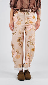 Pantalone cotone fantasia fiori Vic.