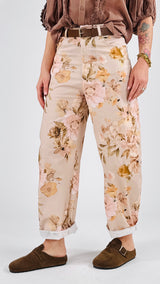 Pantalone cotone fantasia fiori Vic.