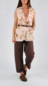 Gilet cotone fantasia fiori Vic.