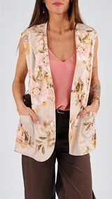Gilet cotone fantasia fiori Vic.