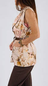 Gilet cotone fantasia fiori Vic.