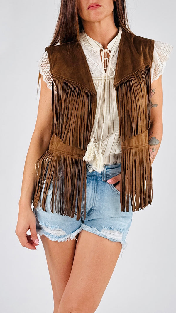 Gilet ecodainetto doppia frangia H.