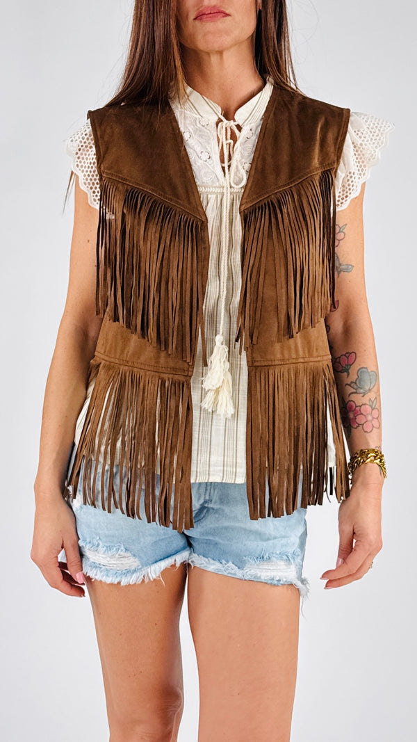 Gilet ecodainetto doppia frangia H.