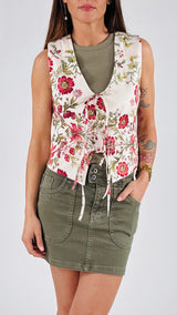 Gilet fiori rossi nastri Vic.