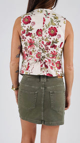 Gilet fiori rossi nastri Vic.
