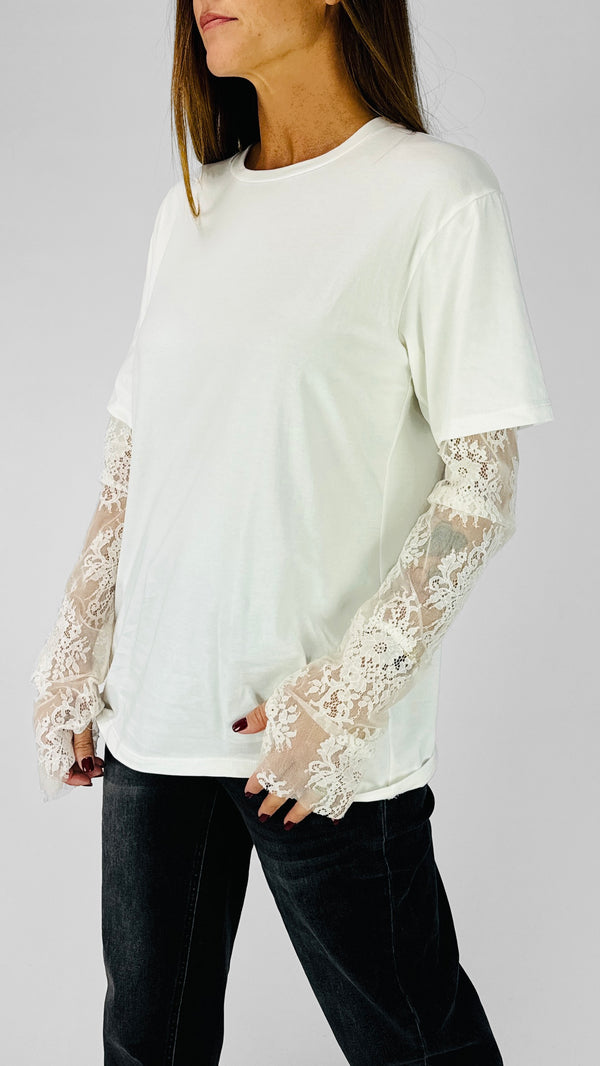 T-shirt maniche pizzo