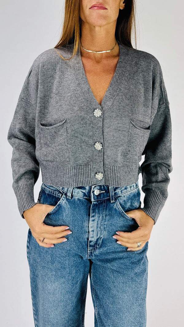 Cardigan crop gioiello