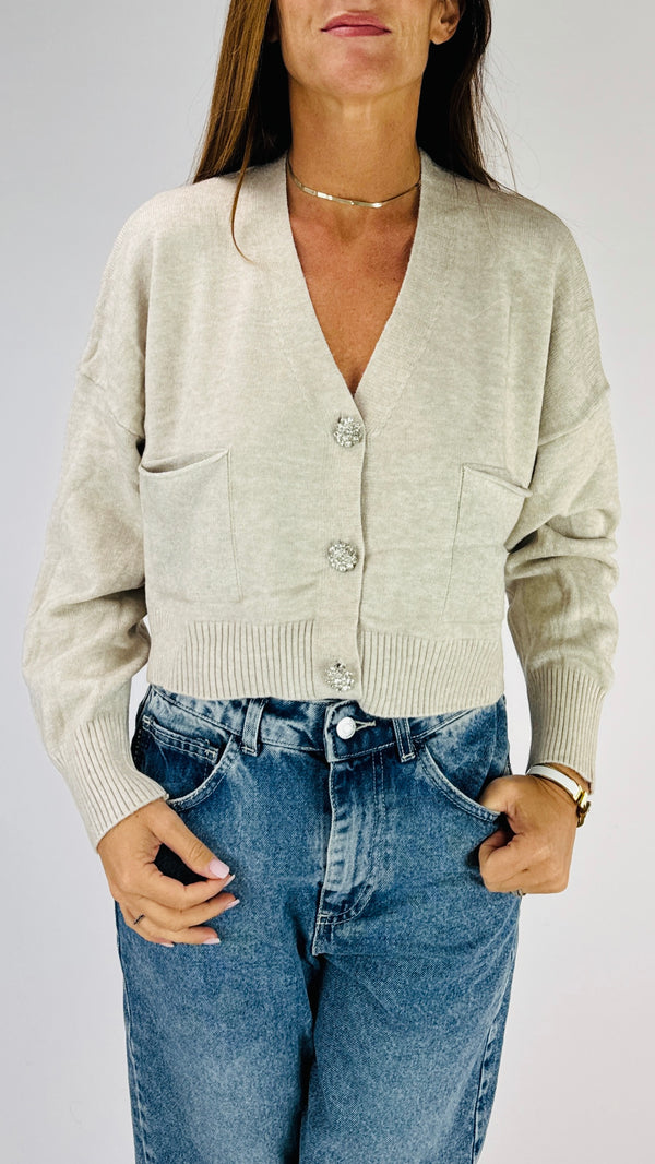 Cardigan crop gioiello