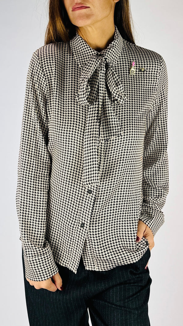 Camicia fiocco pied de poule