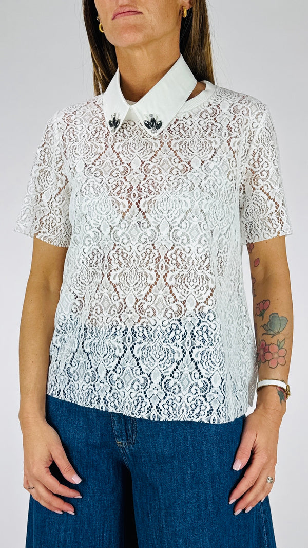 T-shirt pizzo + colletto