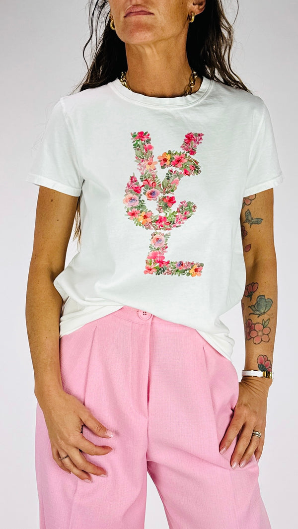 T-shirt logo fiori