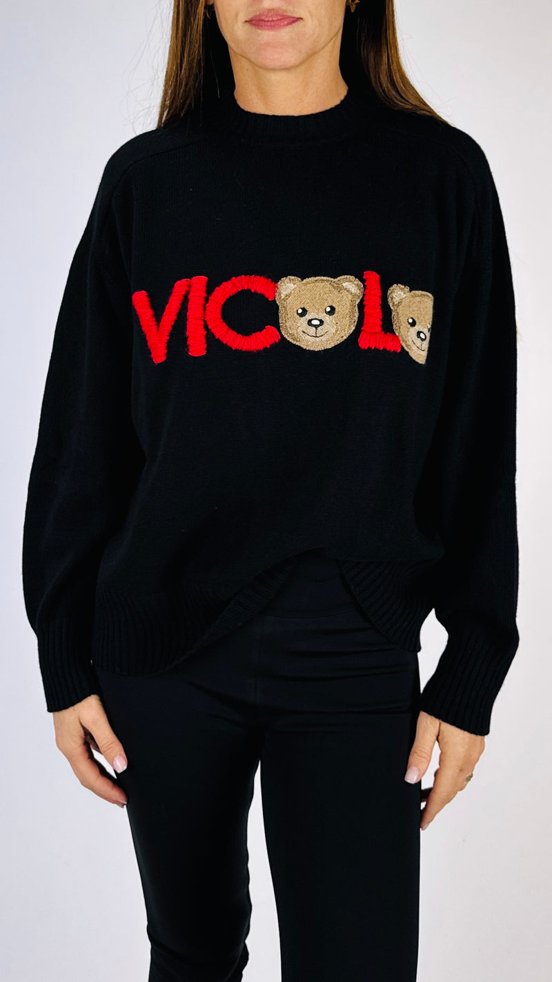 Pull scritta orsetto Vic.