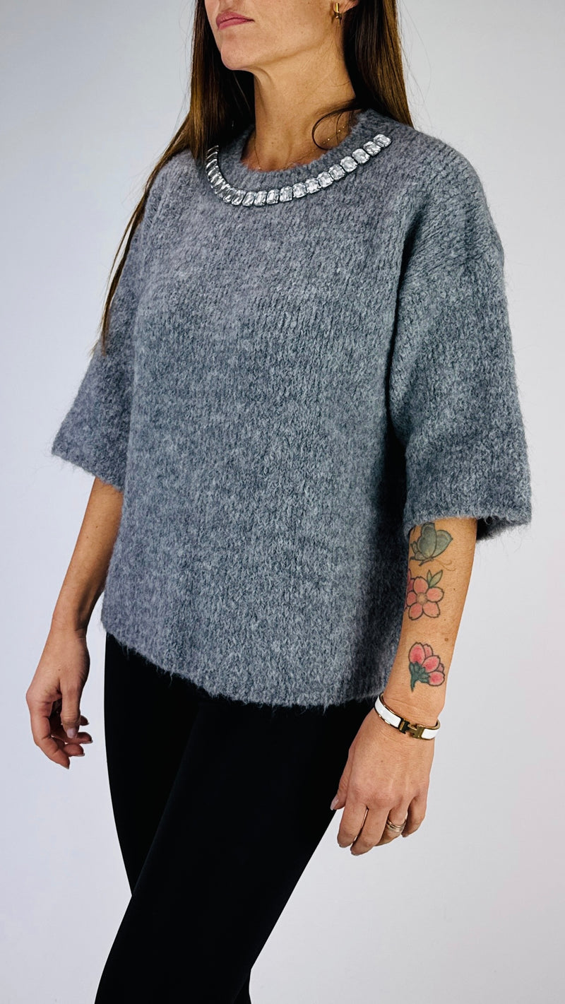 Pull mezza manica cabochon T.