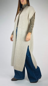 Cardigan smanicato mohair