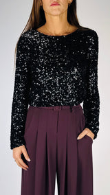 Maglia crop full paillettes