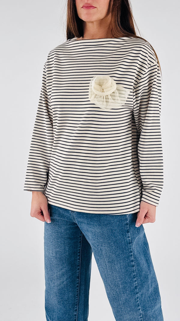 Maglia riga spille tulle H.