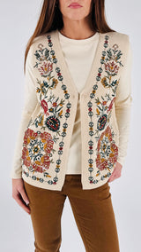 Gilet fiori ricamati