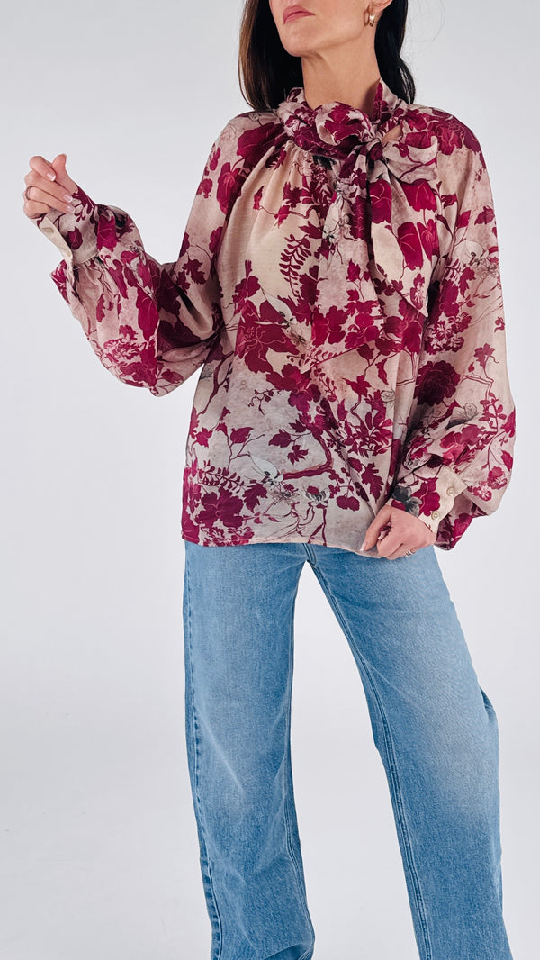 Camicia baloon fiori e farfalle
