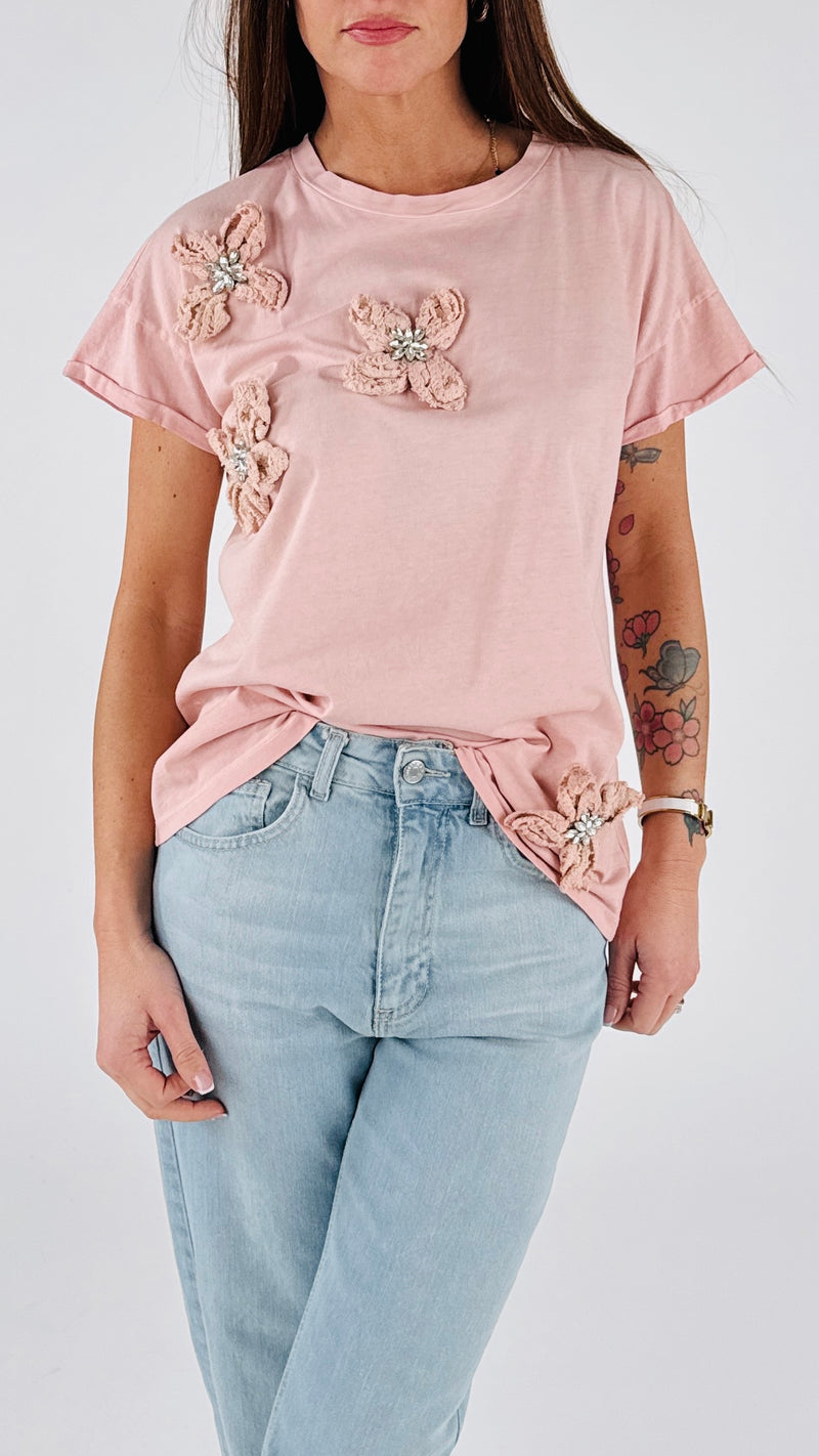 T-shirt fiori uncinetto T.