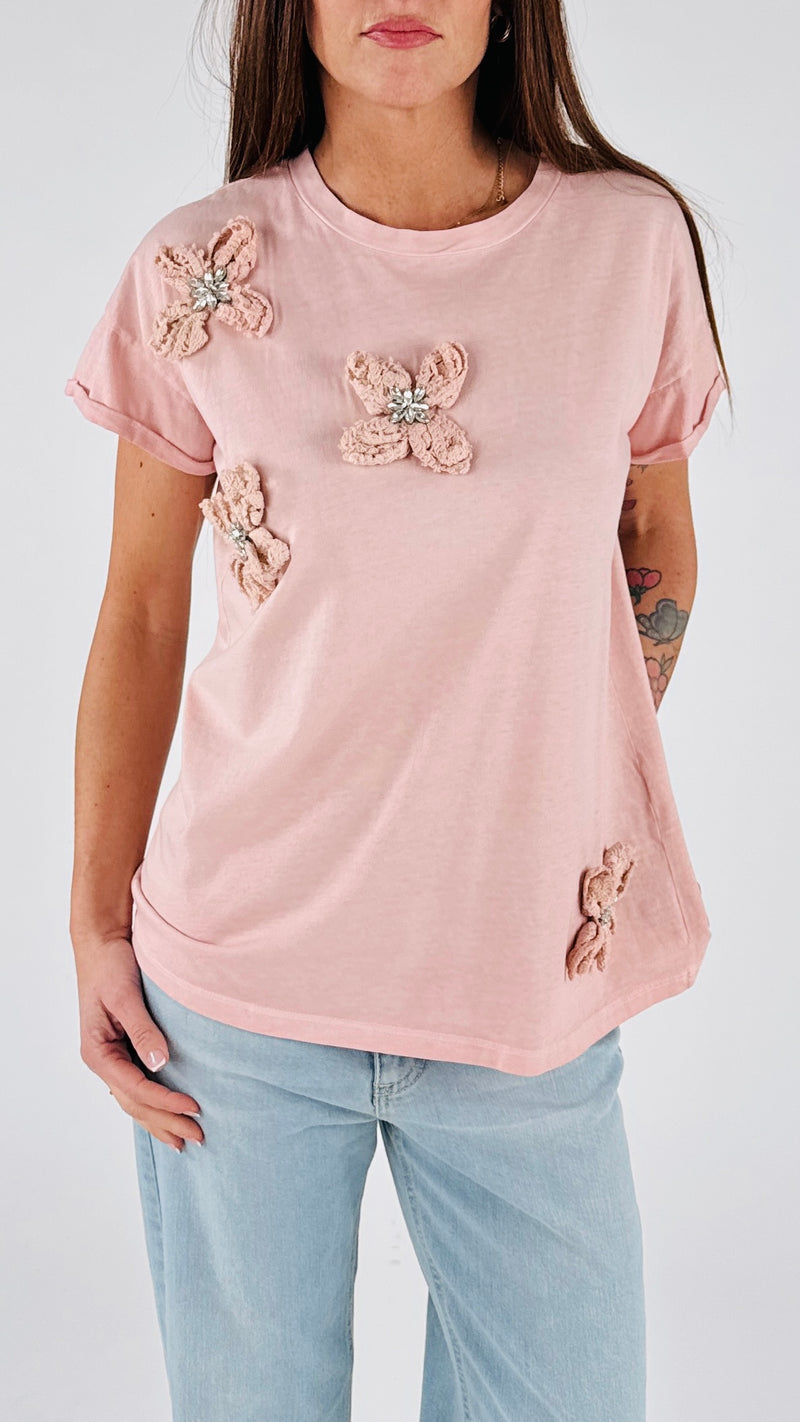T-shirt fiori uncinetto T.