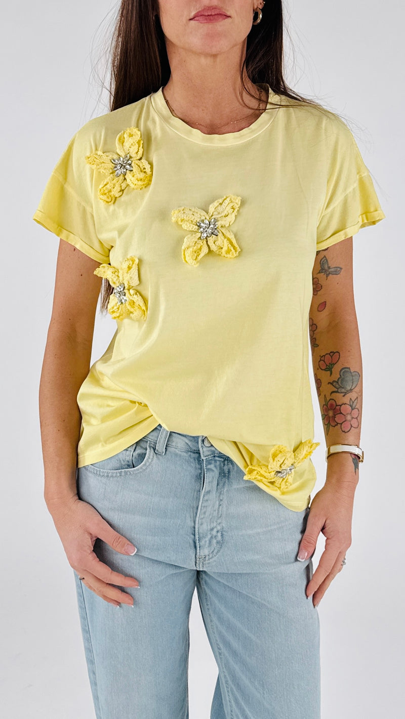 T-shirt fiori uncinetto T.