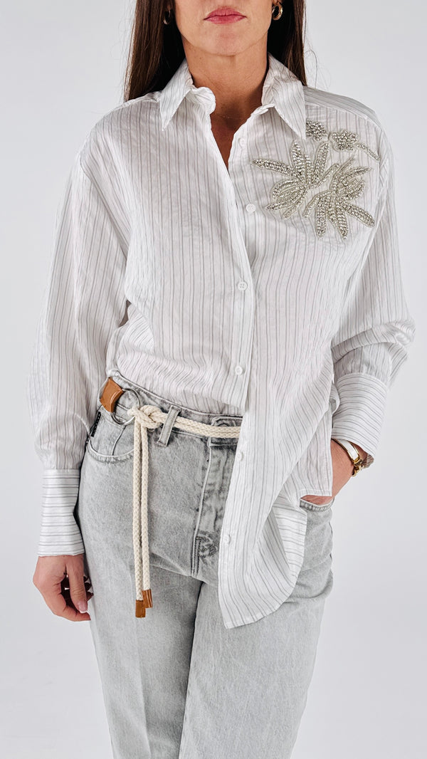 Camicia bastoncino ricamo H.