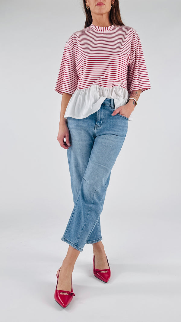 T-shirt scatolina riga balza H.