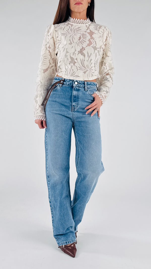 Camicia Crop macramé
