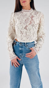 Camicia Crop macramé