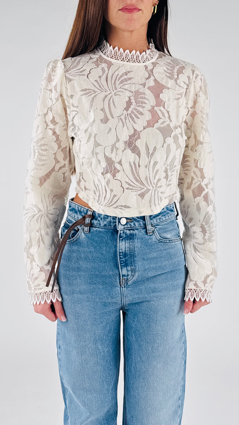 Camicia Crop macramé