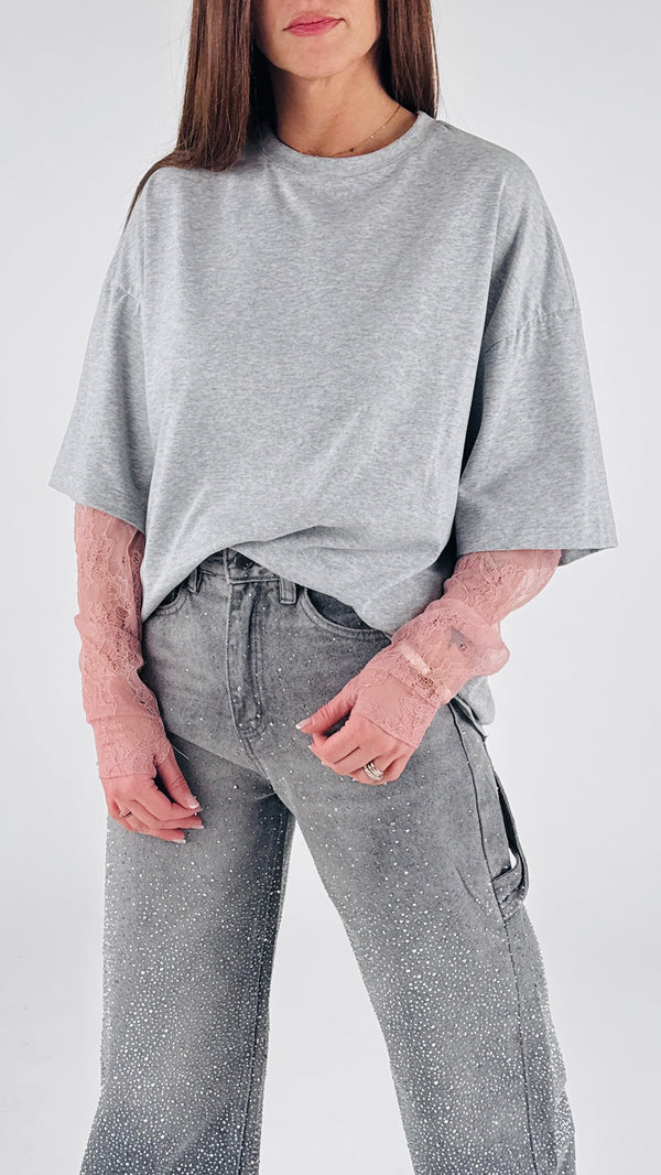 T-shirt over manica pizzo T.