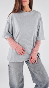 T-shirt over manica pizzo T.