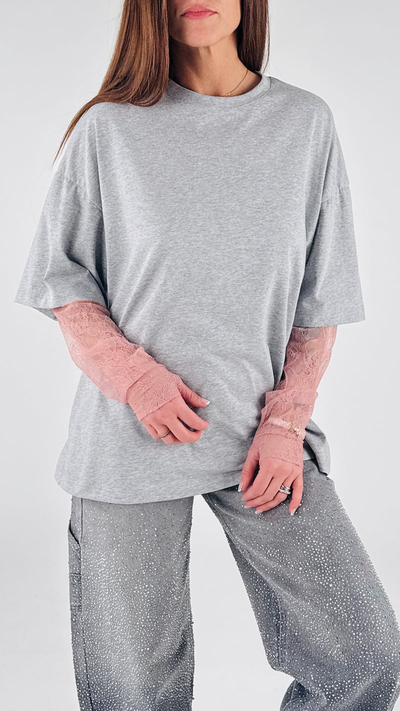 T-shirt over manica pizzo T.