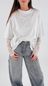 T-shirt over manica pizzo T.