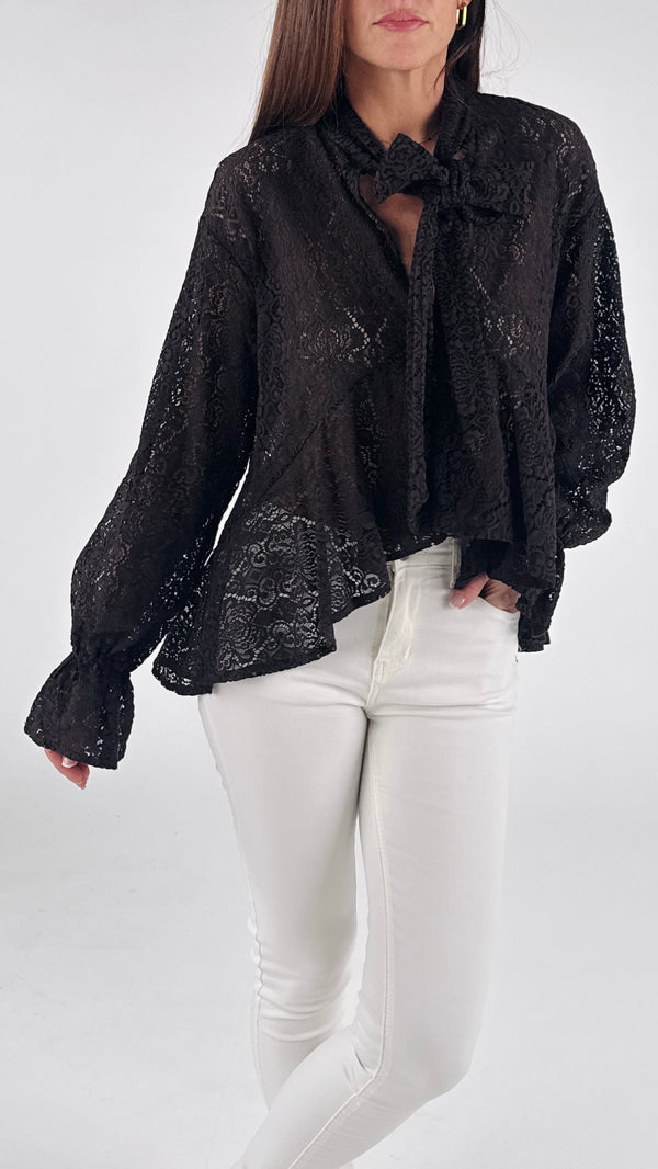 Camicia fiocco macramè H.