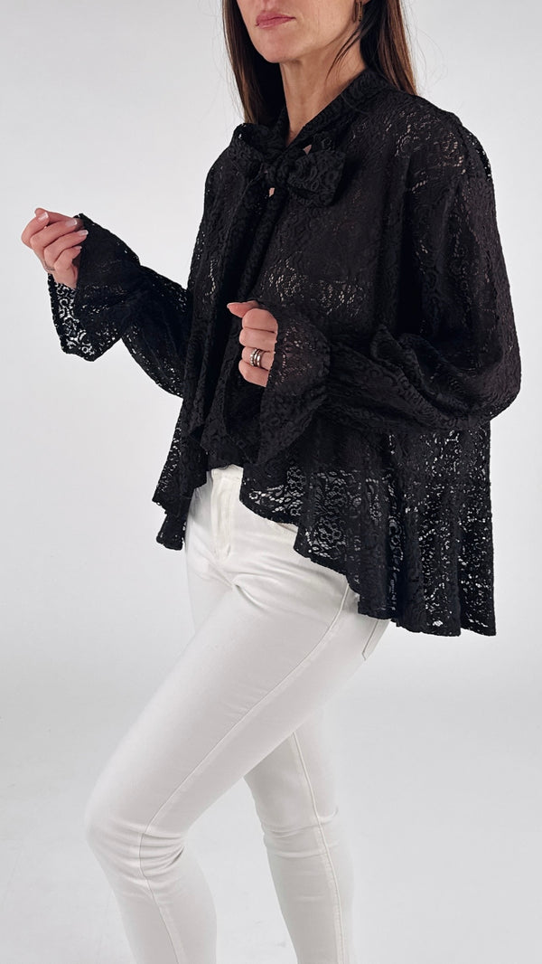 Camicia fiocco macramè H.