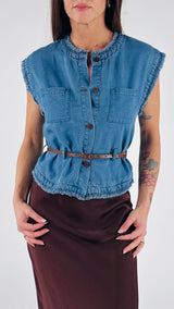 Gilet chambray cinturino You