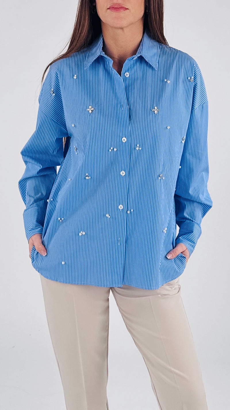 Camicia bastoncino cabochon+perle H.