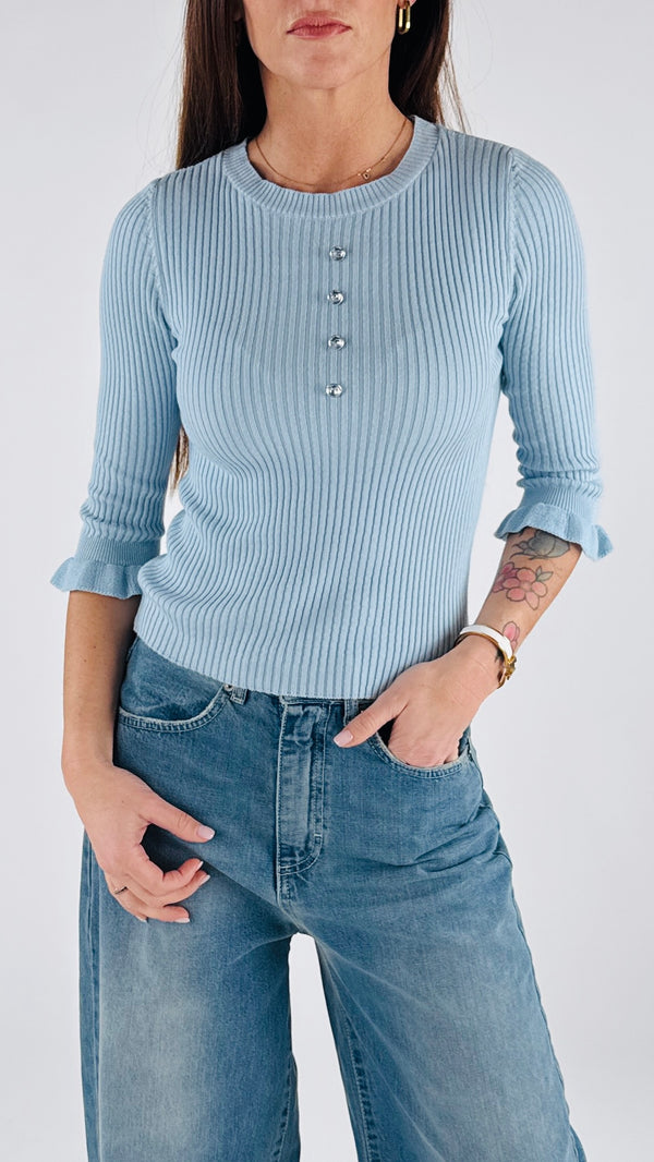 Maglia costina bottoni gioiello