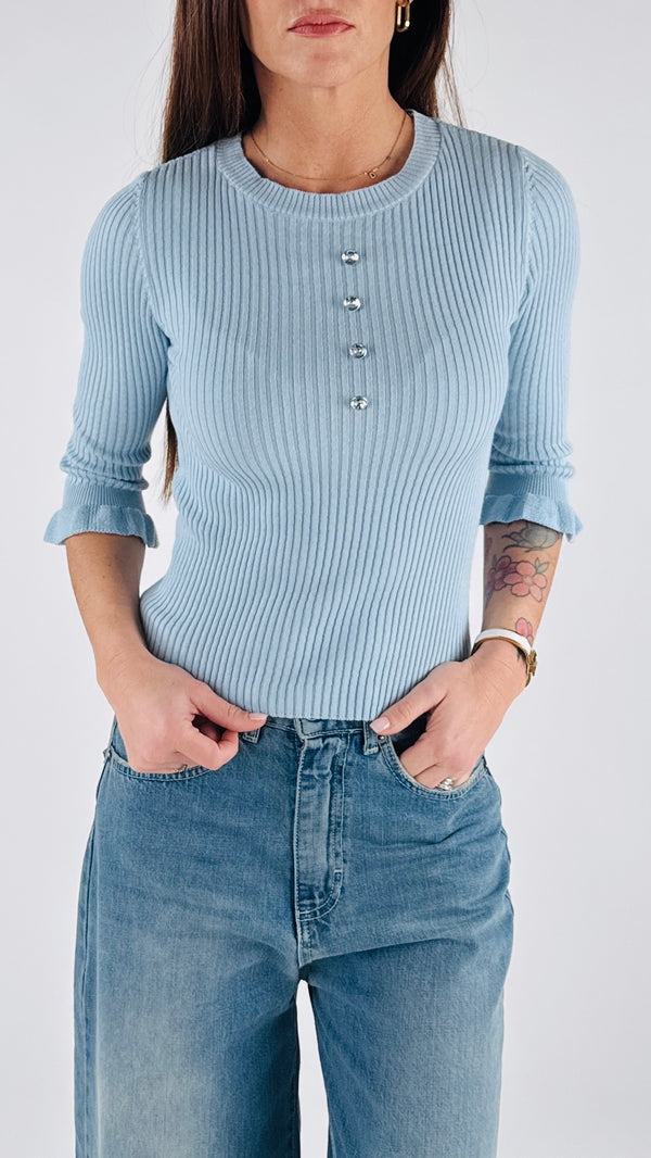 Maglia costina bottoni gioiello
