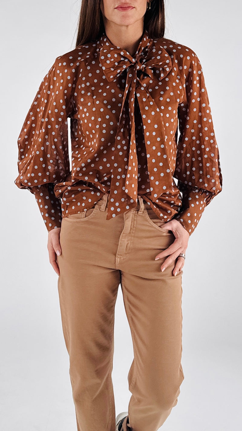 Camicia mussola fiocco pois T.